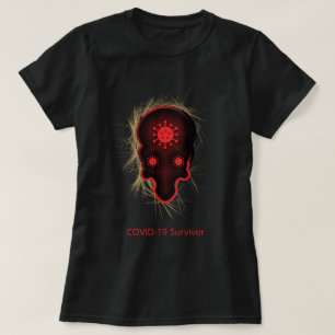 T-shirt Expérience COVID-19, crâne rouge et noir, survivan