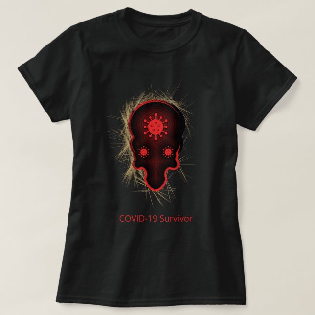 T-shirt Expérience COVID-19, crâne rouge et noir, survivan (Design devant)