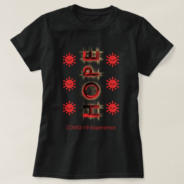 T-shirt Expérience COVID-19 - Rouge, Espoir, Virus sourian (Design devant)