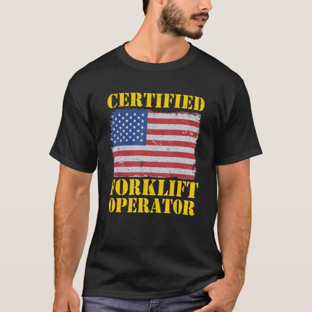 T-shirt Exploitant de chariots élévateurs à drapeau améric (Devant)