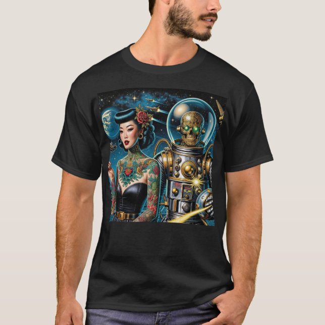 T-shirt Explorateurs de l'espace rétro (Devant)