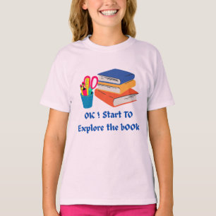 T-shirt Explorez le livre -Cute Back to School Girl Readin