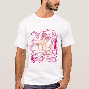 T-shirt Explorez Plus Camper Rose Van Mountain Nature Love