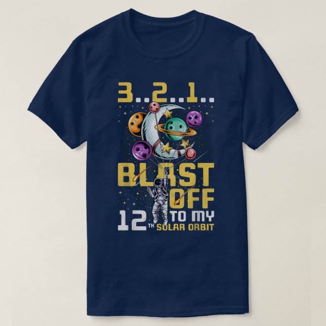 T-shirt Exploser À Ma 12e Orbite Solaire, 12e Anniversaire (Design devant)