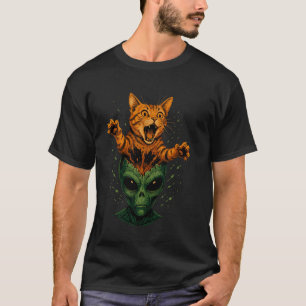 T-shirt Explosion de chat à tête d'alien drôle Sci-Fi Kitt