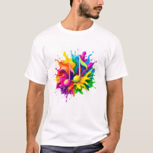 T-shirt explosion dynamique de la peinture colorée