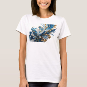 T-shirt Explosion Florale NAVY BLEU ET OR Tendance