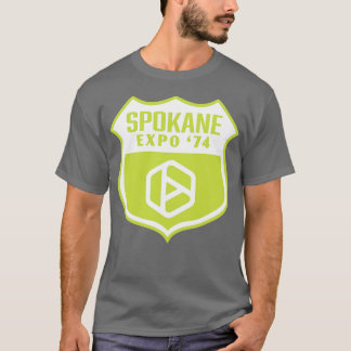 T-shirt Expo 74 Worlds Spokane Fair Retro Shield blanc sur