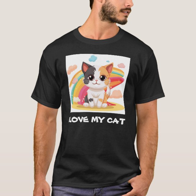 T-shirt Express Votre Amour avec 'I Love My Cat' Vêtements (Devant)