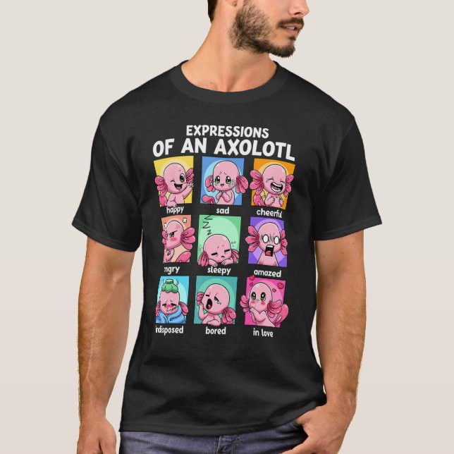 T-shirt Expressions D'Un Axolotl Moods Mexicain Marche F (Devant)