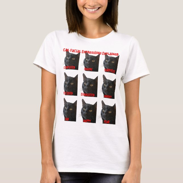 T-shirt Expressions faciales Cat Expliqué Graphique Découp (Devant)