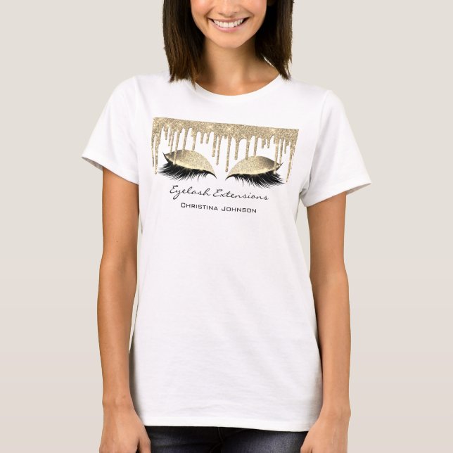T-shirt Extension Eyelash Marque Or Sparkly Sepia (Devant)
