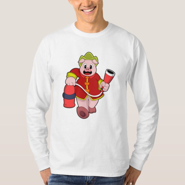 T-shirt Extincteur de pompier de porc (Devant)