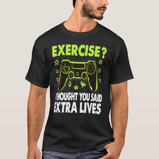 T-shirt Extra Lives Video Game Controller Gamer Boys (Devant)