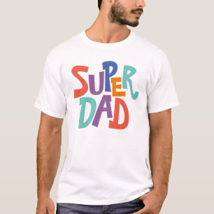 T-shirt Extrait coloré Super Papa Word Art Citation