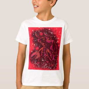 T-shirt Extraordinaire Red Neon Bull Running Kids