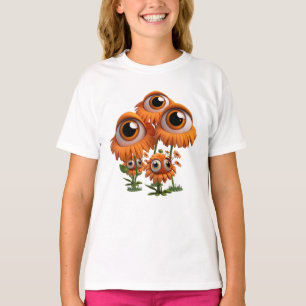 T-shirt Eyeball Fleurs Oranges amusantes