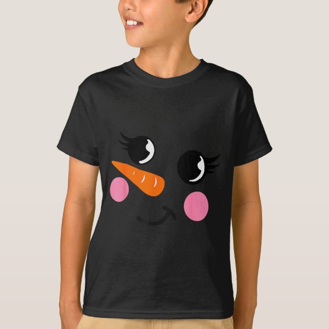 T-shirt Eyelashes Christmas Outfit Snowman Face Costume Gi (Devant)