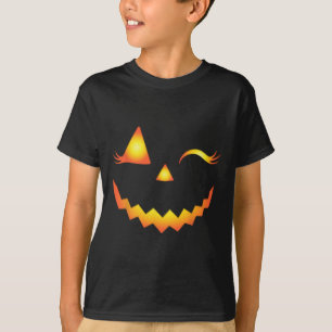 T-shirt Eyelashes Jack-o'-lantern Face Citrouille Hallowen