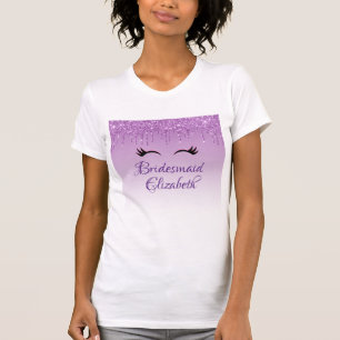 T-shirt Eyelashes Noir et Parties scintillant violette