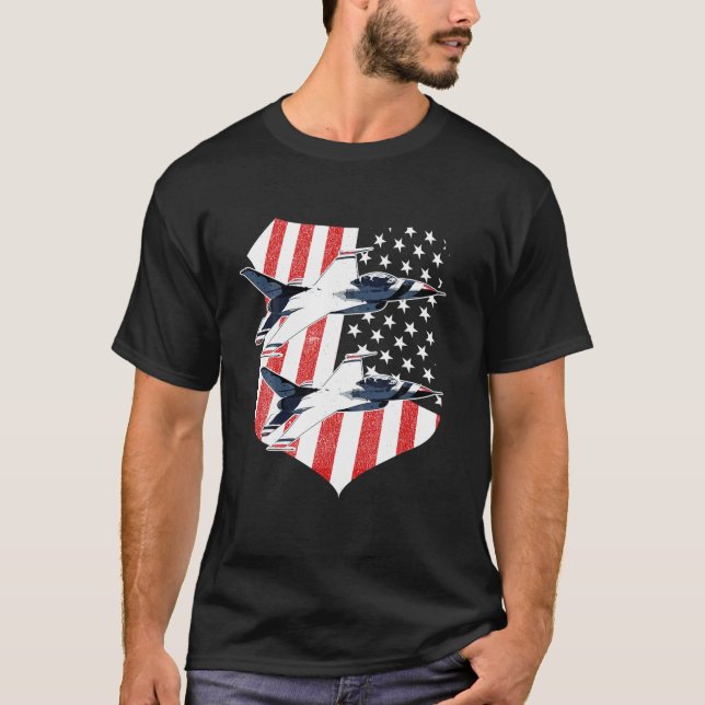 T-shirt F 16 Chemise Drapeau Américain (Devant)
