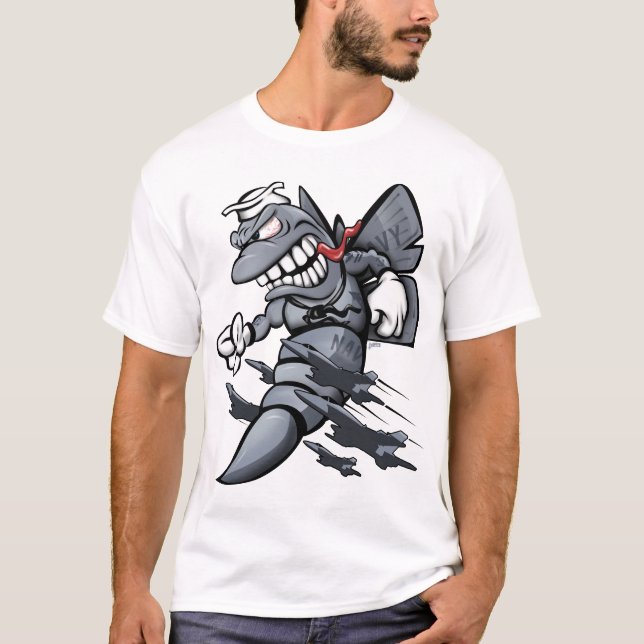 T-shirt F/A-18 Hornet Fighter Attack Caricature à jet mili (Devant)