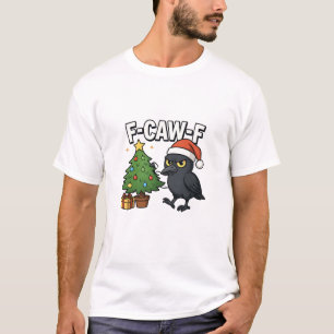 T-shirt F-caw-f Noël Corbeau Corbeau Noël Mème d'arbre