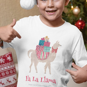 T-shirt Fa de Noël La Llama Animal Illustré à la main
