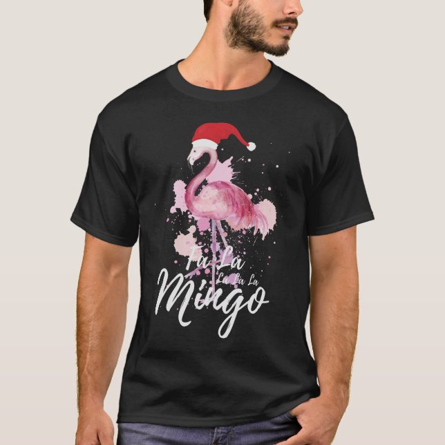 T-shirt Fa La La La La Mingo Flamant rose de Noël amusant (Devant)