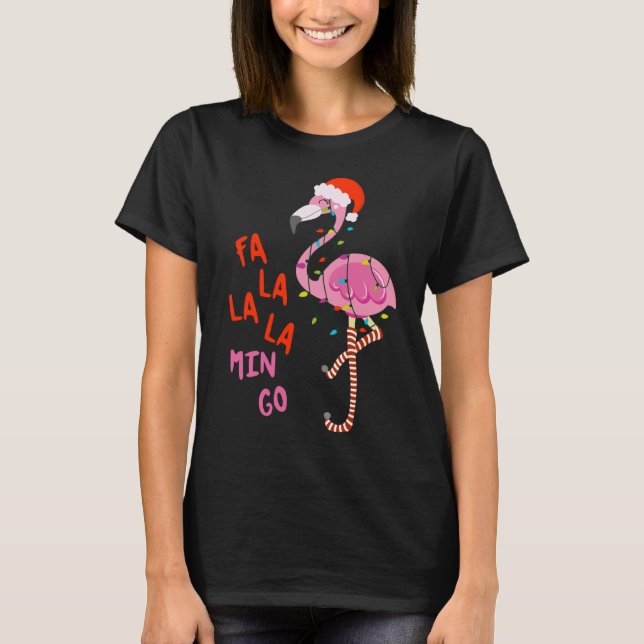 T-shirt Fa La La La Mingo Flamant rose Pour Noël Noël (Devant)