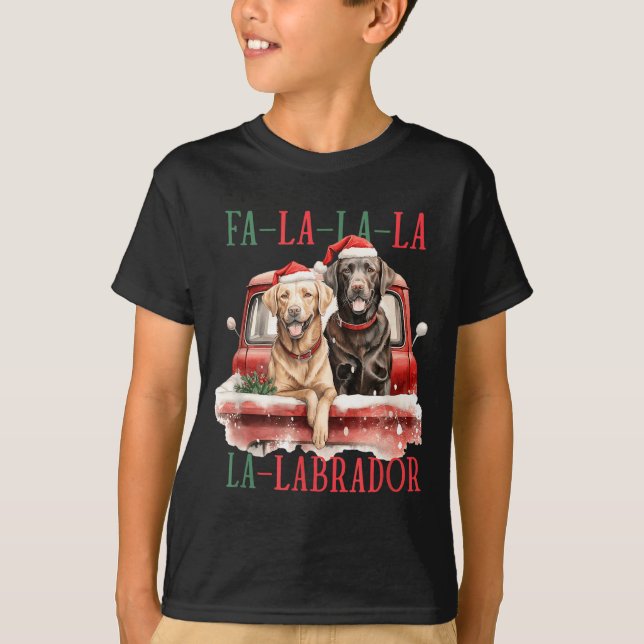 T-shirt Fa La La Labrador Funny Christmas  (Devant)