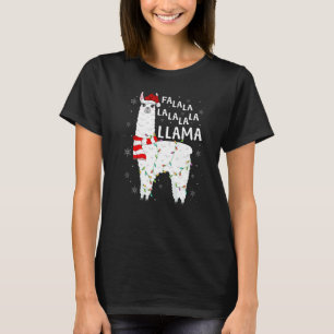 T-shirt Fa La Llama Lumières Noël Santa Hat Llama Christa