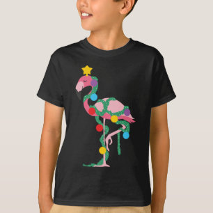 T-shirt Fa La Mingo Flamant rose Rose Lumières Arbre de No