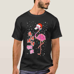 T-shirt Fa La Mingo Flamant rose rose Santa Hat Joyeux