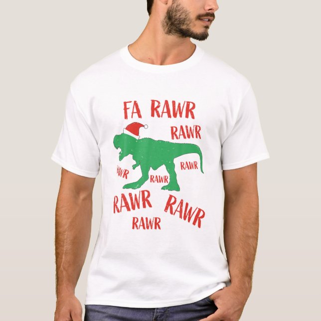 T-shirt Fa Rawr Rawr tenue Noël T Rex Dinosaur (Devant)