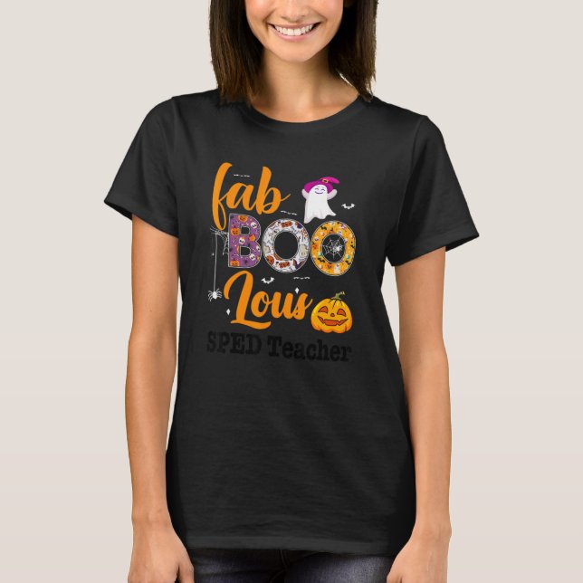 T-shirt Fab Boo Lous Sped Teacher Leopard Spooky Halloween (Devant)