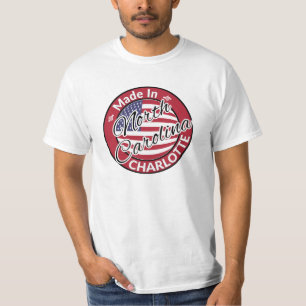 T-shirt Fabriqué à Charlotte North Carolina USA Drapeau