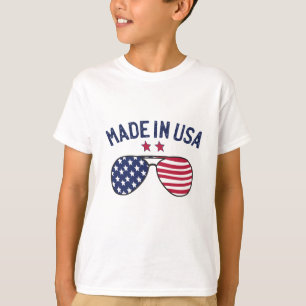 T-shirt Fabriqué aux États-Unis États-Unis Drapeau lunette