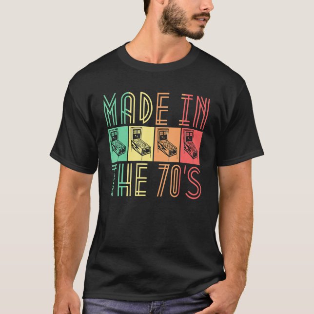 T-shirt Fabriqué Dans L'Arcade Rétro les années 70 Pinball (Devant)