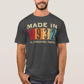 T-shirt Fabriqué en 1932 90e anniversaire 90 tout original