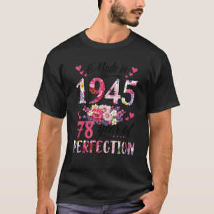 T-shirt Fabriqué En 1945 Floral 78 Ans 78ème Anniversaire 