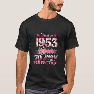 T-shirt Fabriqué En 1953 Floral 70 Ans 70E Anniversaire Gi