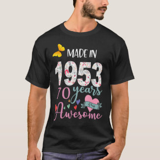 T-shirt Fabriqué En 1953 Floral 70 Ans 70ème Anniversaire