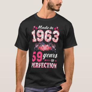 T-shirt Fabriqué En 1963 Floral 59e Anniversaire Femme De
