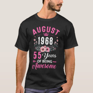 T-shirt Fabriqué En 1968 55 Ans 55 Août 55 Anniversaire Wo