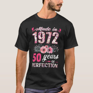 T-shirt Fabriqué En 1972 Floral 50 Ans 50E Anniversaire Ca