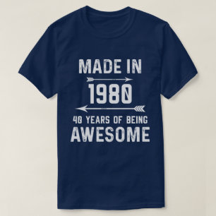T-shirt Fabriqué en 1980 40 ans de femmes-cadeaux fantast