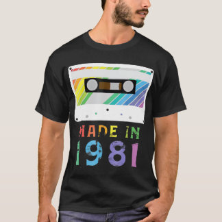 T-shirt Fabriqué En 1981 Funny Retro Vintage Neon Cadeau