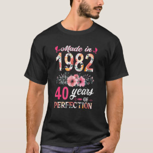 T-shirt Fabriqué En 1982 Floral 40 Ans 40e Anniversaire Wo