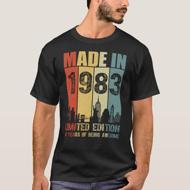 T-shirt Fabriqué En 1983 Édition Limitée 42 Ans (Devant)